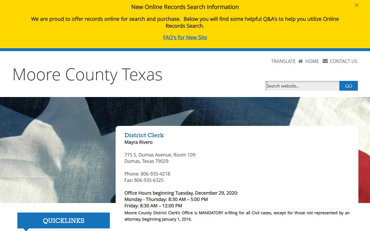 Moore County court records after arrest District Clerk contact page