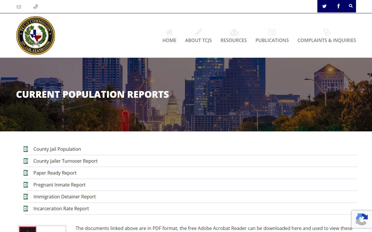 Moore County inmate population source on the TCJS population reports page